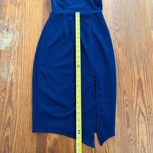 Lulus Midi Dress XS Navy Blue One Shoulder Asymmetrical 21D1017 Cocktail Wedding - Picture 2 of 7